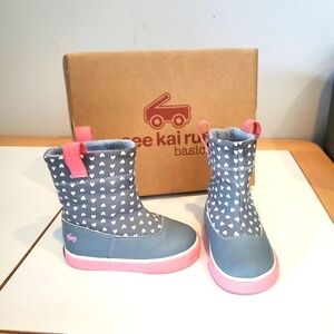 See Kai Run Gray and Pink Kids Boots
